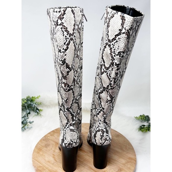 Kenneth Cole Justin Snake Skin Knee High Boots white and black size 6 - Picture 10 of 10